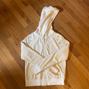 Juicy Couture velour zip up hoodie — winter white